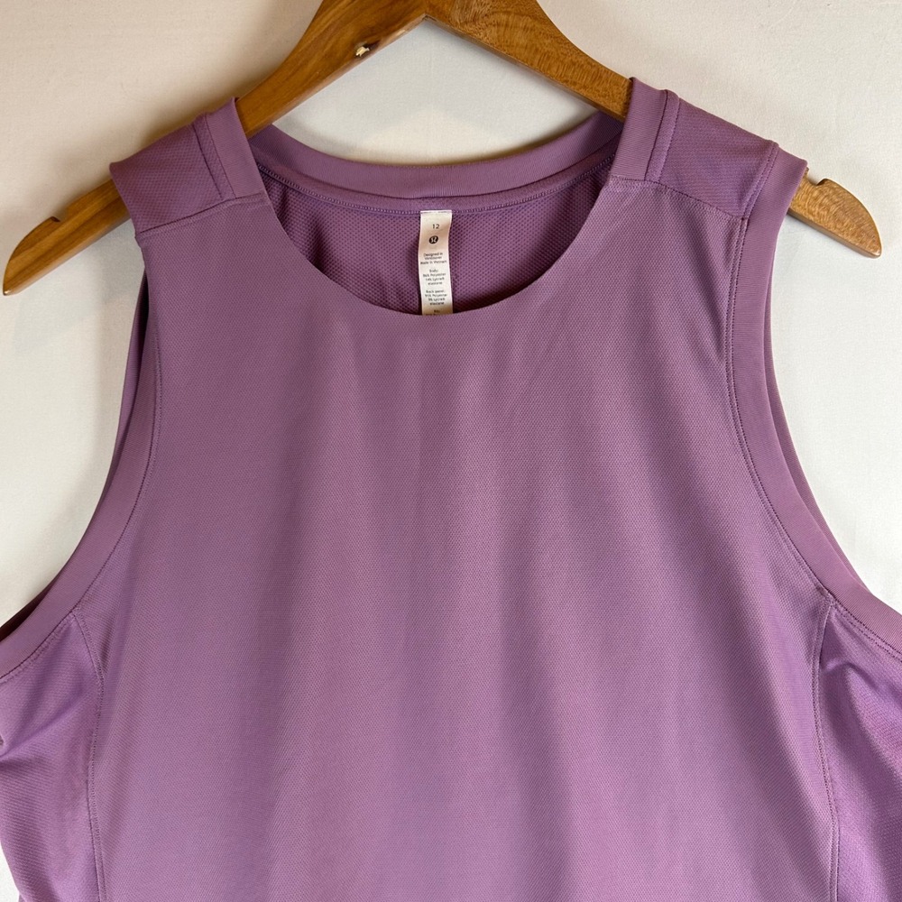 Lululemon Train to Be Tank Top Purple Cropped Mesh Athletic Sleeveless Gym Sz 12 - Picture 5 of 9
